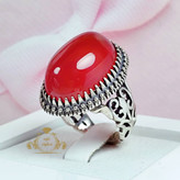 انگشتر مردانه عقیق سرخ دامله تراش