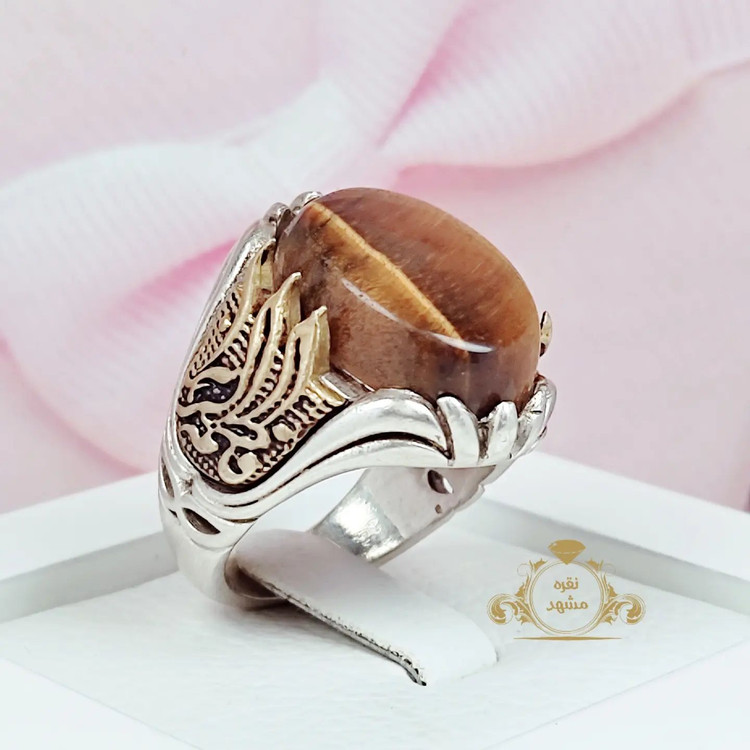 انگشتر مردانه چشم ببر با رکاب حکاکی