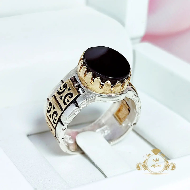 انگشتر مردانه عقیق سیاه اصلی