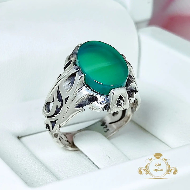 انگشتر مردانه عقیق سبز اصلی