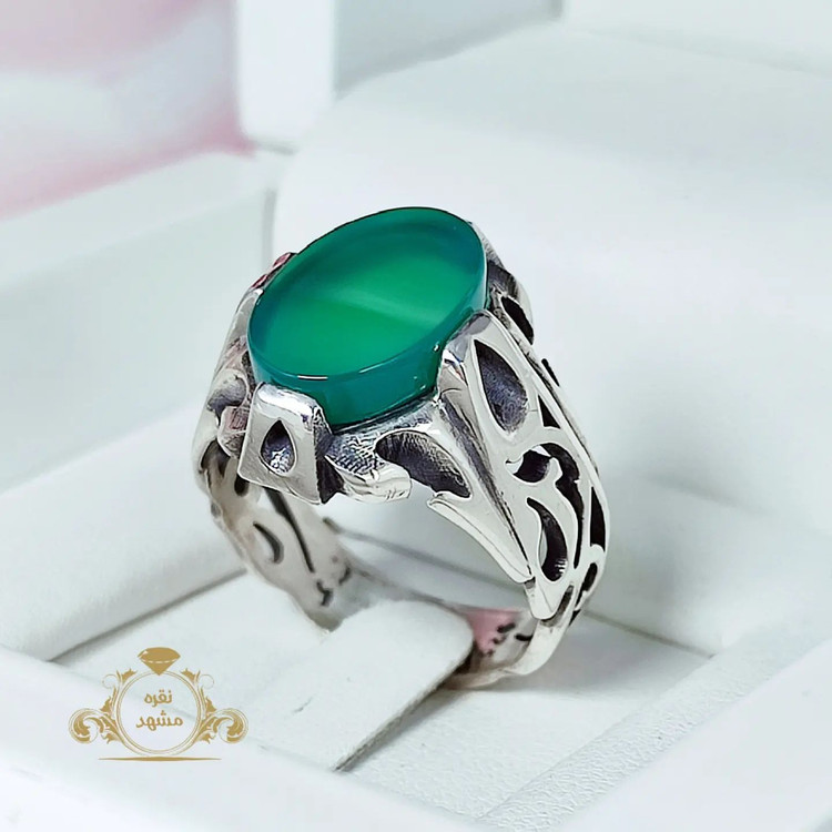 انگشتر مردانه عقیق سبز اصلی