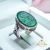 انگشتر مردانه عقیق سبز حکاکی کار دست