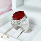 انگشتر مردانه دستساز عقیق کبدی یمنی تراش الماسی