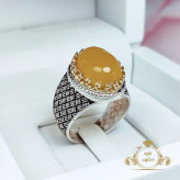 انگشتر مردانه نقره عقیق زرد شرف الشمس