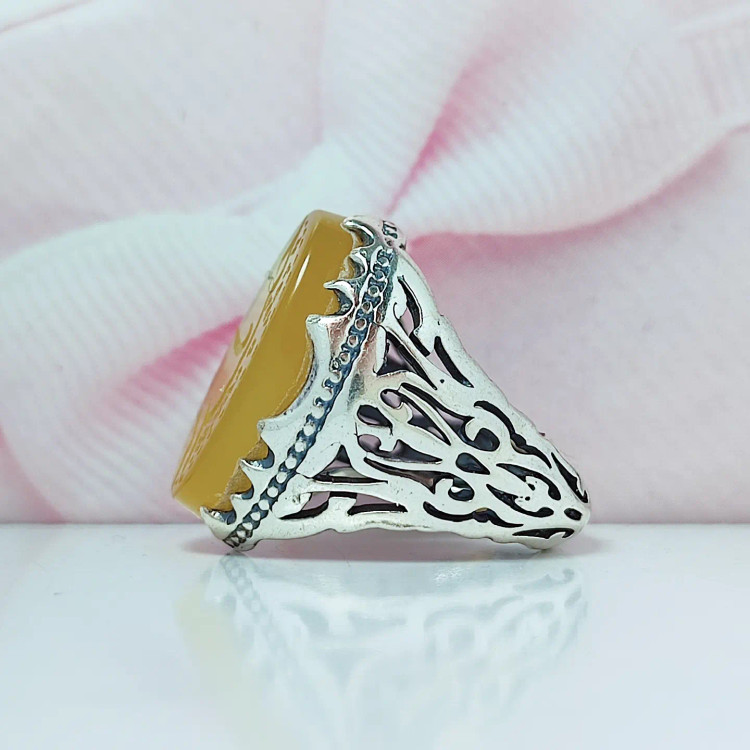 انگشتر مردانه نقره عقیق زرد شرف الشمس