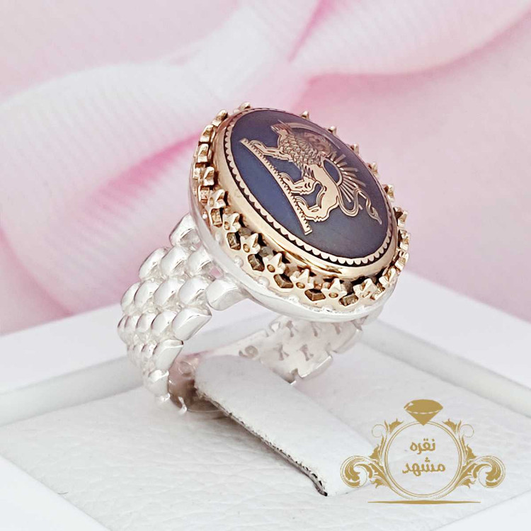انگشتر نقره مردانه شیر و خورشید