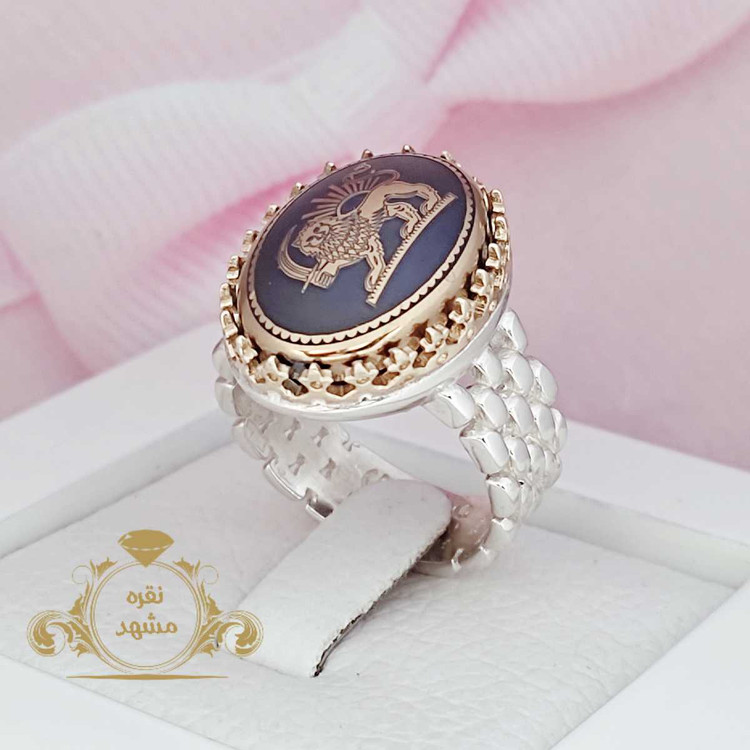 انگشتر نقره مردانه شیر و خورشید