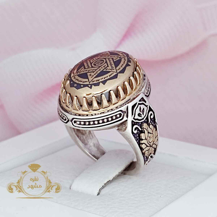 انگشتر مردانه نقره عیار ۹۲۵ حدید صینی ستاره سلیمان
