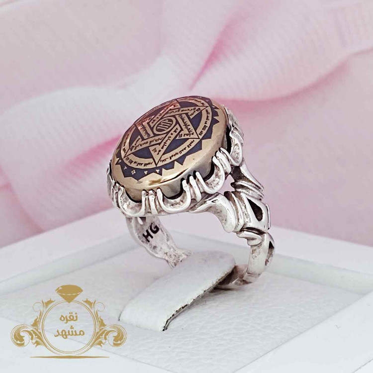 انگشتر مردانه نقره عیار ۹۲۵ حدید صینی ستاره سلیمان