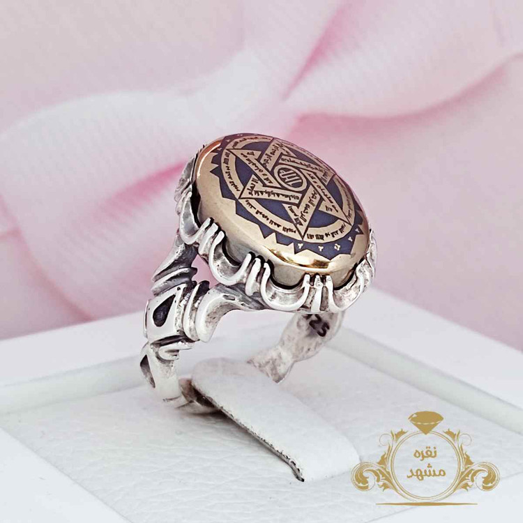 انگشتر مردانه نقره عیار ۹۲۵ حدید صینی ستاره سلیمان