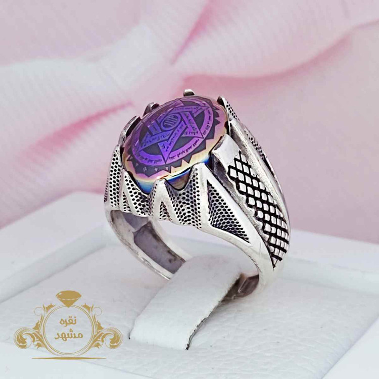 انگشتر نقره حدید صینی ستاره سلیمان