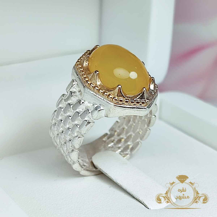 انگشتر مردانه عقیق زرد