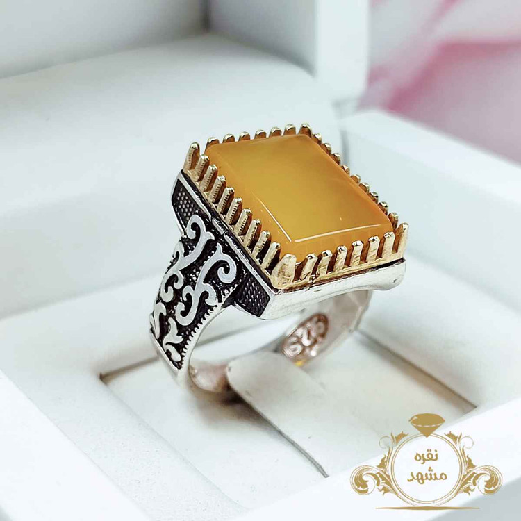 انگشتر مردانه عقیق زرد