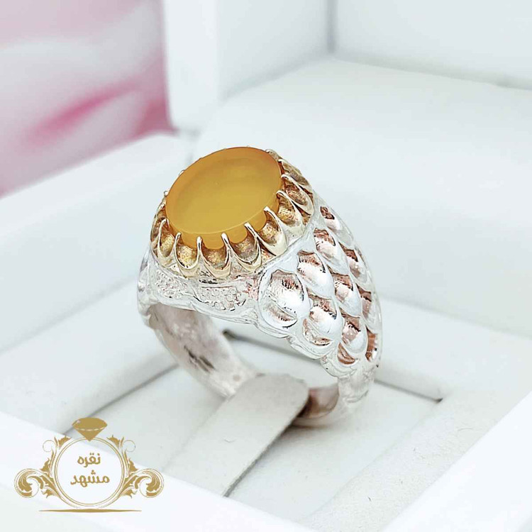 انگشتر مردانه عقیق زرد