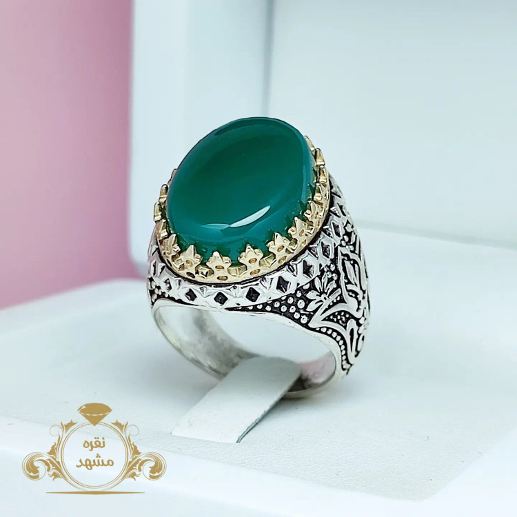 انگشتر مردانه عقیق سبز