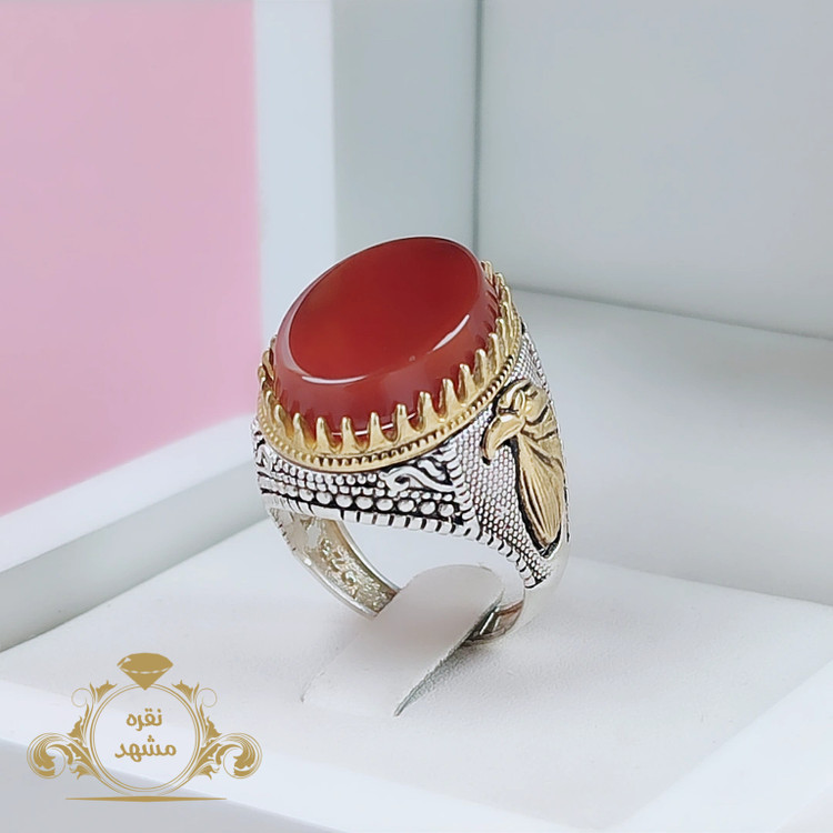 انگشتر عقیق سرخ اصلی مردانه نقره