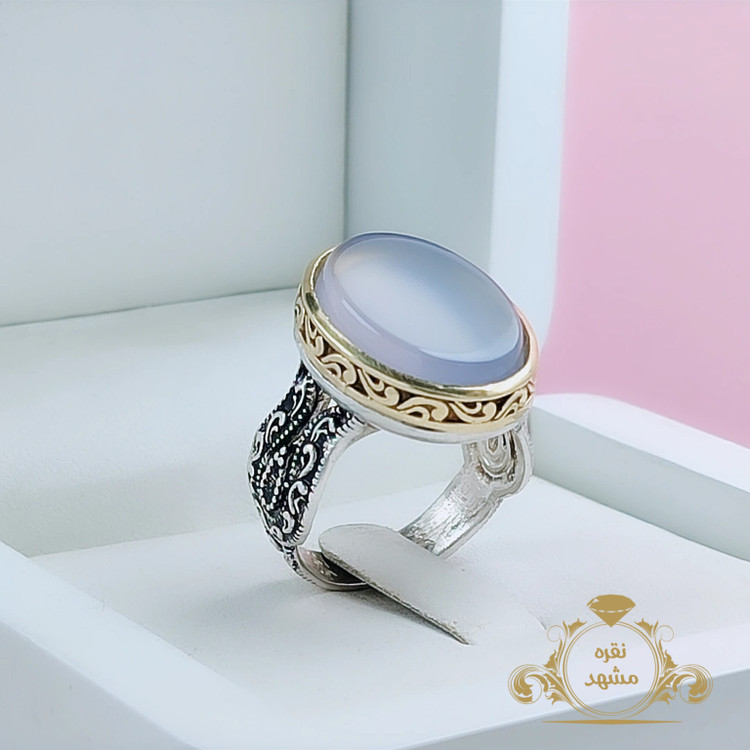 عقیق سوسنی انگشتر نقره مردانه اصل