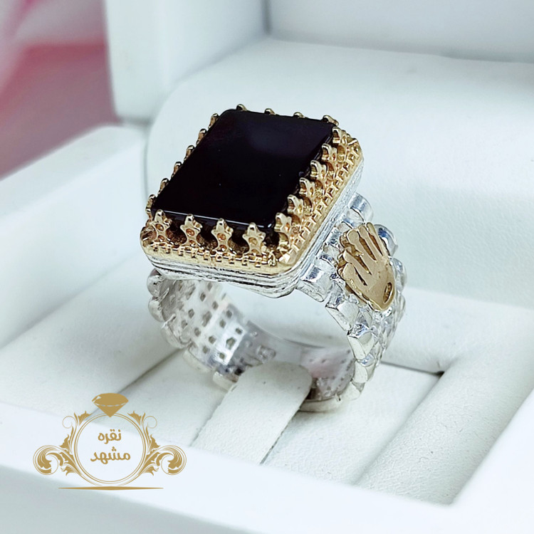 انگشتر سیاه رولکس چهارگوش مردانه عقیق