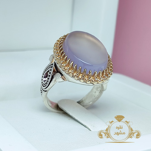 عقیق سوسنی انگشتر نقره مردانه