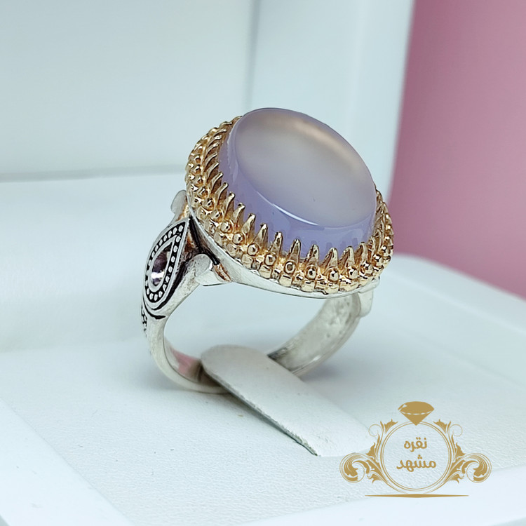 عقیق سوسنی انگشتر نقره مردانه
