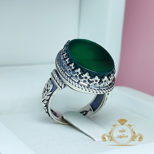 انگشتر سبز عقیق تیره