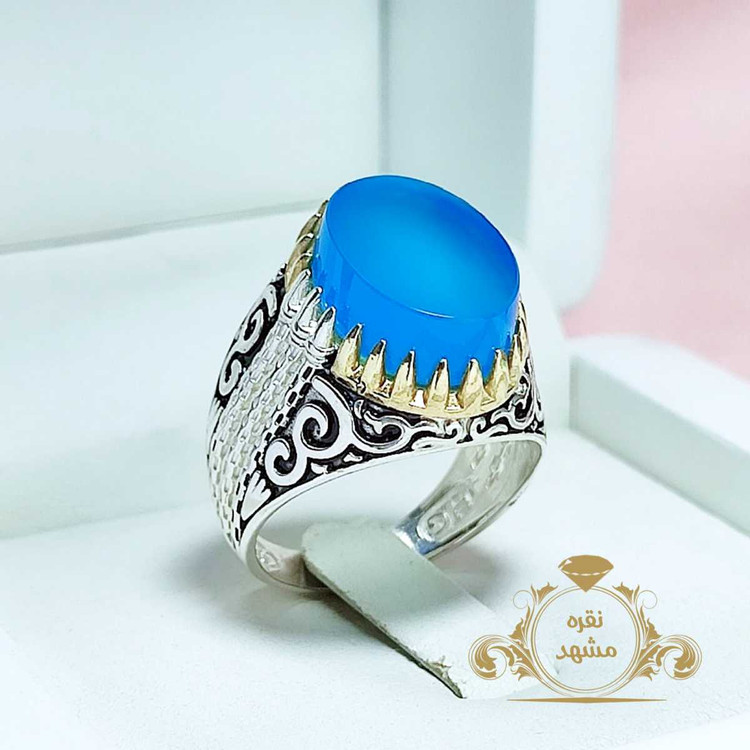 انگشتر عقیق آبی