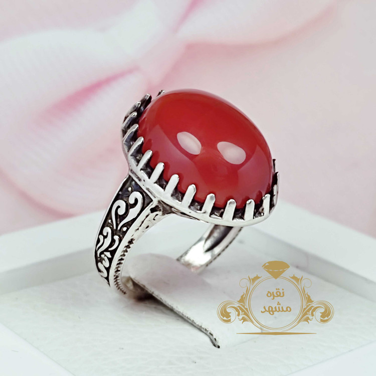 انگشتر مردانه عقیق سرخ معدنی