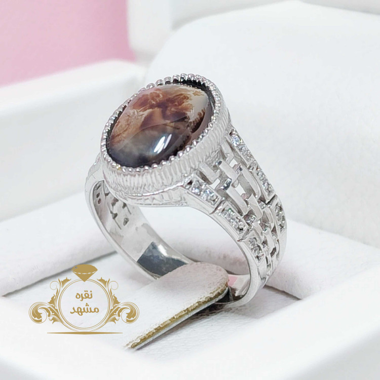 انگشتر نقره مردانه شجر طبیعی رکاب اسپرت