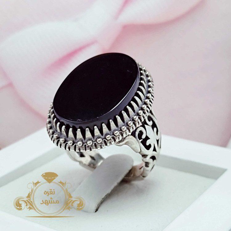انگشتر عقیق سیاه اصلی