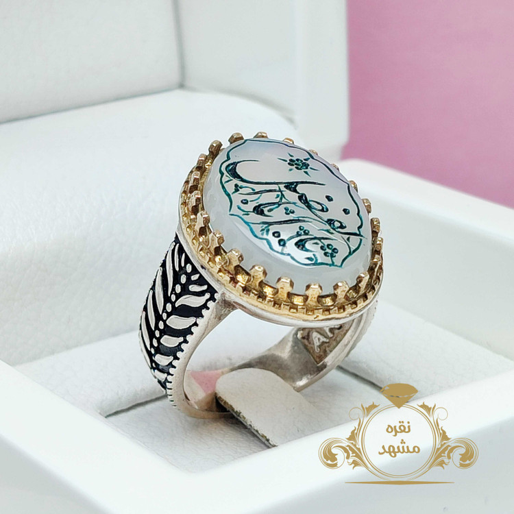 انگشتر مردانه عقیق سفید