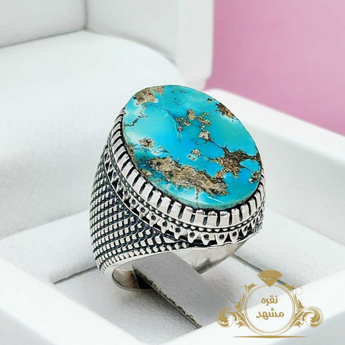 انگشتر مردانه فیروزه نیشابوری رگه طلایی
