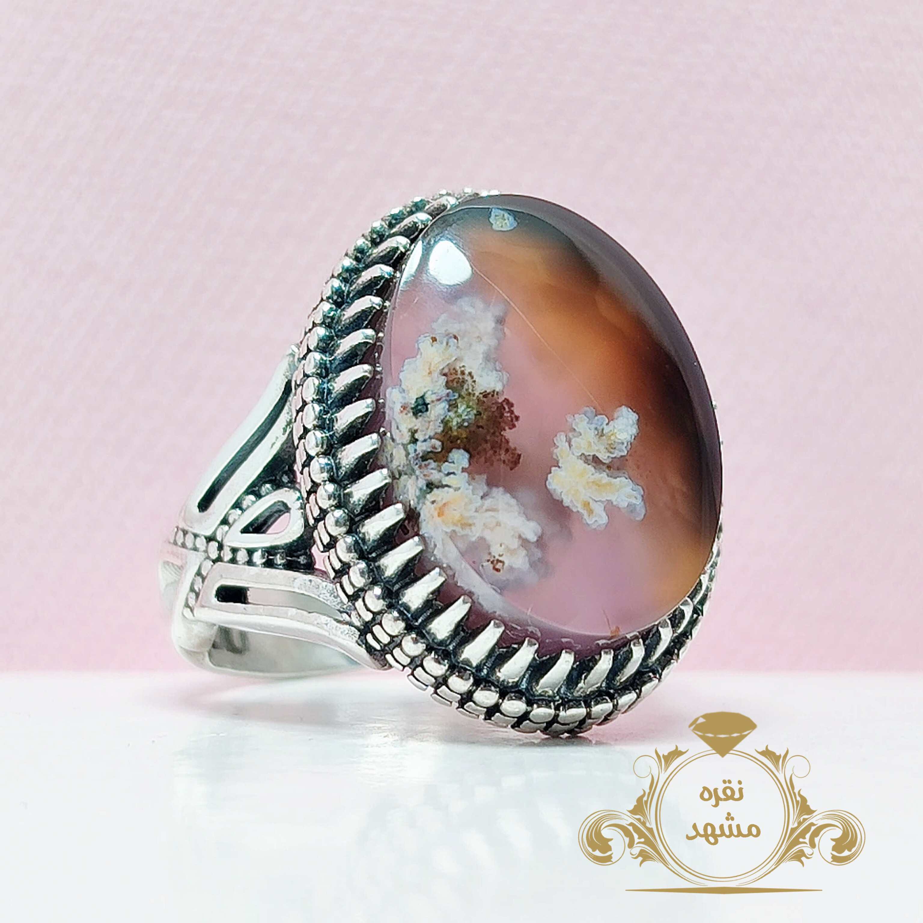 انگشتر عقیق شجر اصلی مردانه نقره