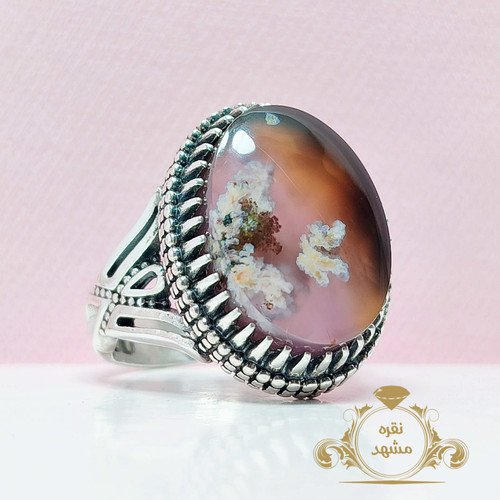 انگشتر عقیق شجر اصلی مردانه نقره