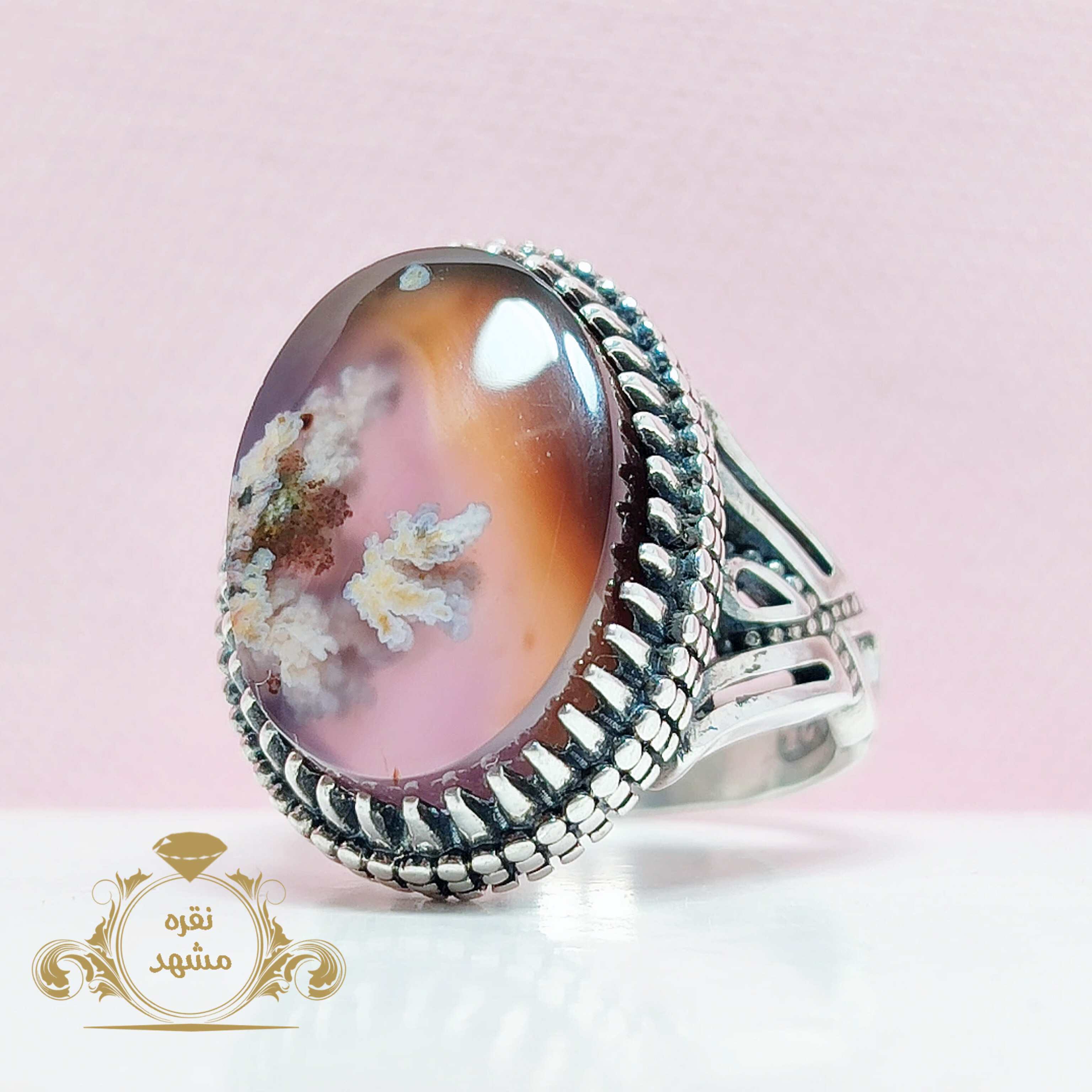 انگشتر عقیق شجر اصلی مردانه نقره