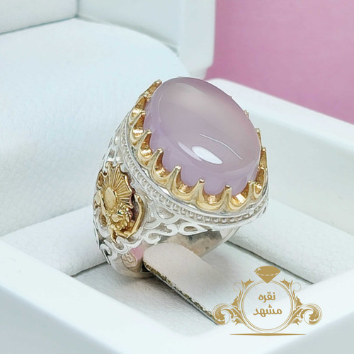 انگشتر شیر و خورشید مردانه نقره عقیق سوسنی