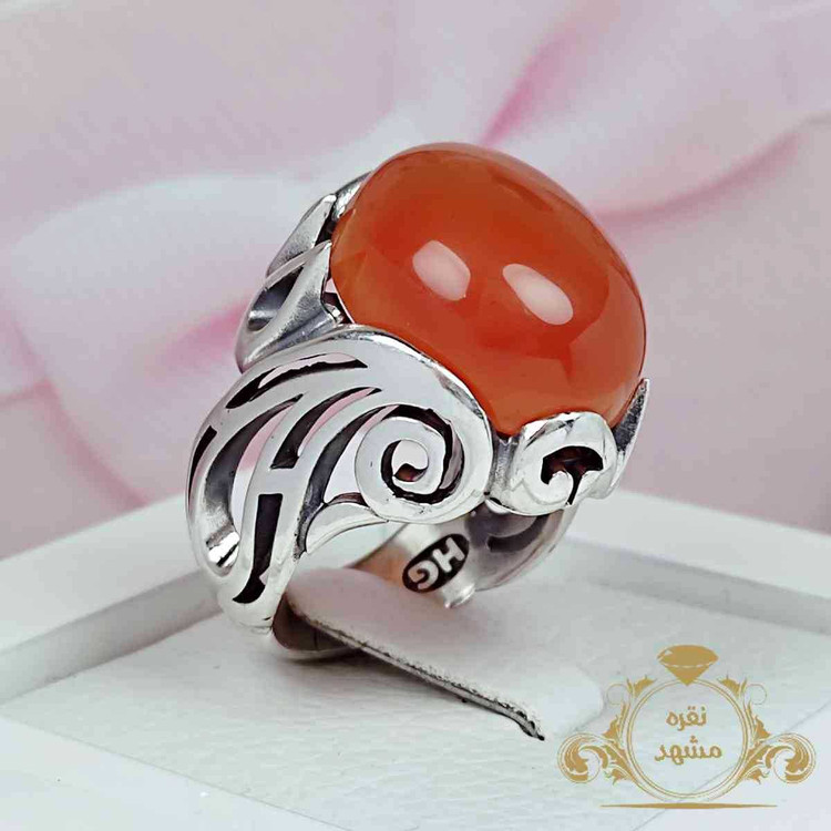 انگشتر اصلی مردانه عقیق پرتقالی خوشرنگ