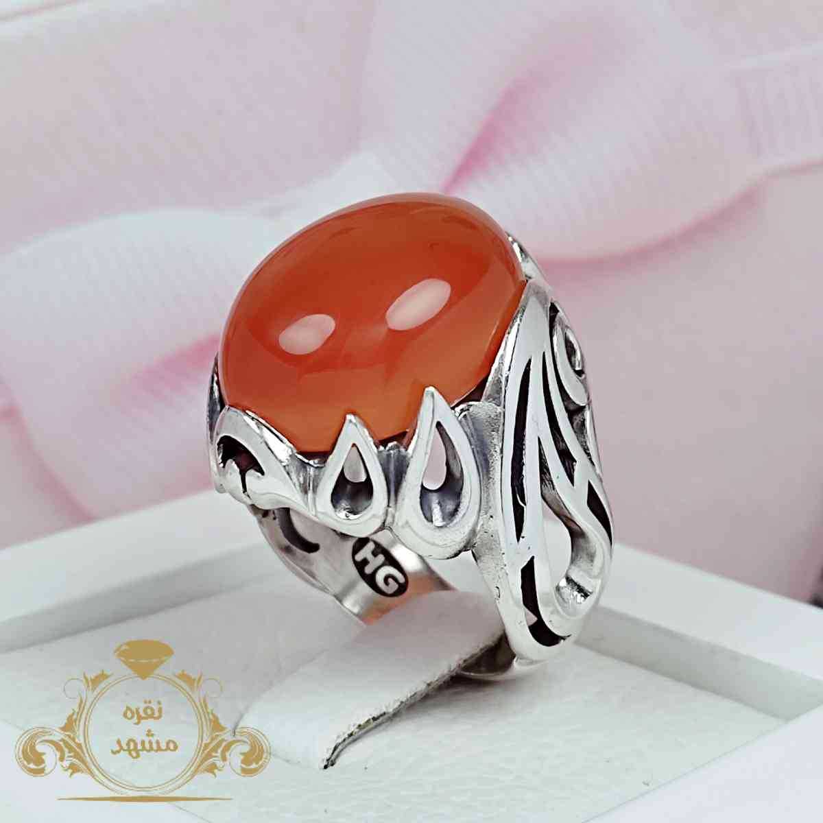 انگشتر اصلی مردانه عقیق پرتقالی خوشرنگ