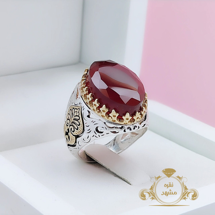 انگشتر اصلی مردانه عقیق خراسان خوشرنگ