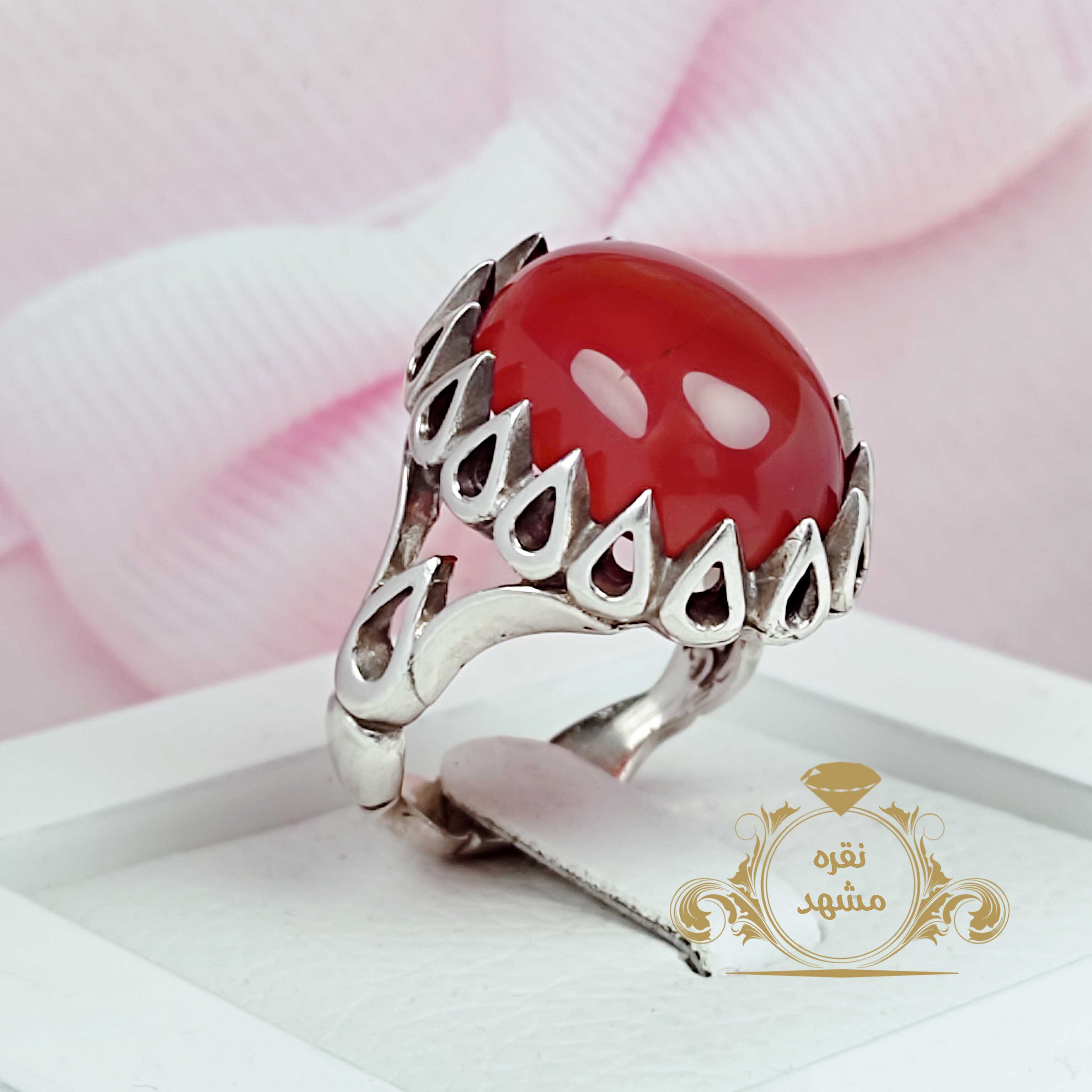 انگشتر عقیق سرخ اصلی یمن تراش خوشرنگ