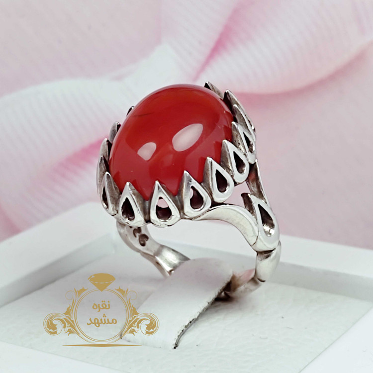 انگشتر عقیق سرخ اصلی تراش یمنی خوشرنگ