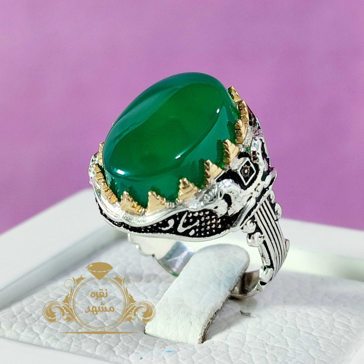 انگشتر مردونه عقیق سبز خوشرنگ