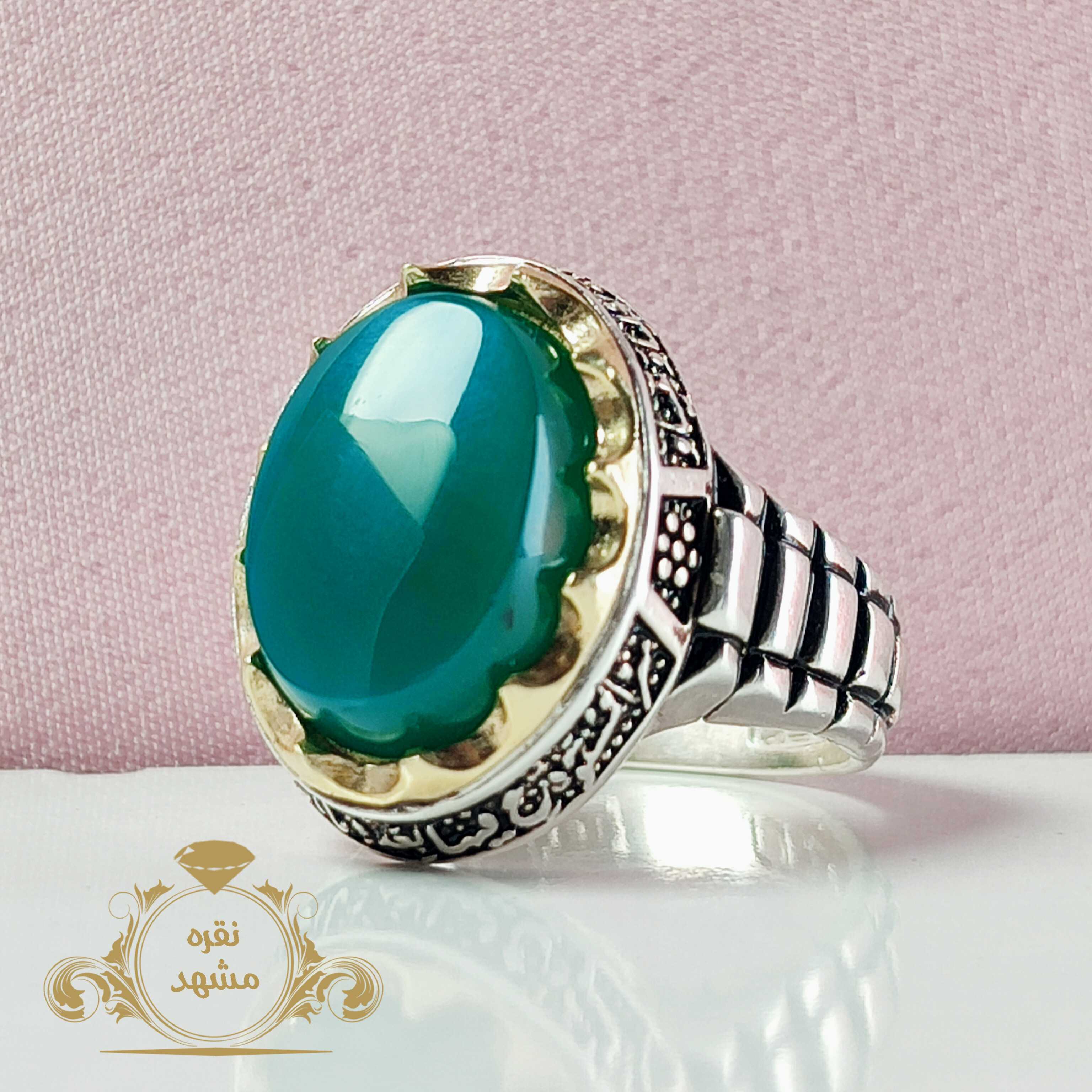 انگشتر مدل رولکس مردونه عقیق سبز تیره مدل