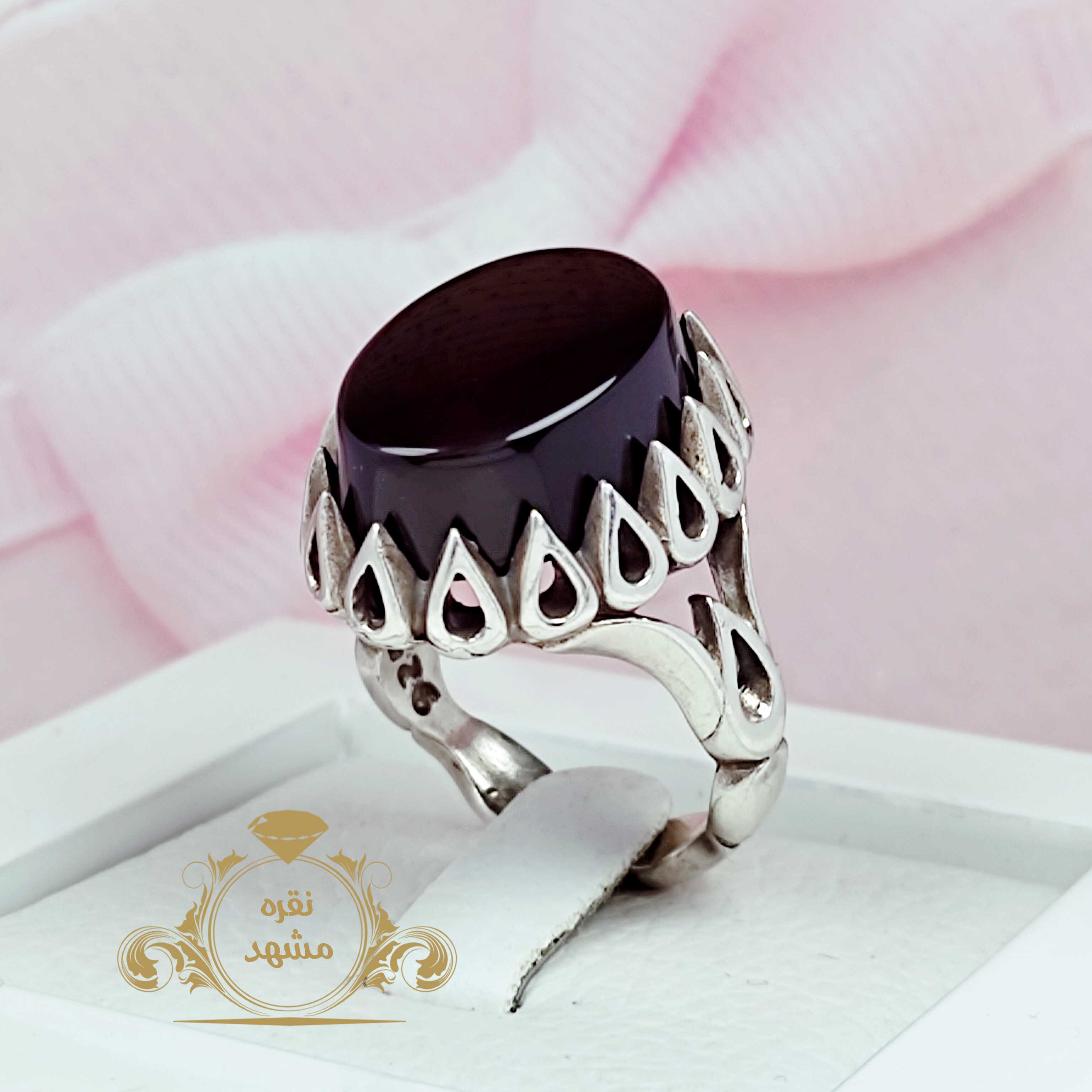 انگشتر نقره مردانه عقیق سیاه اصلی