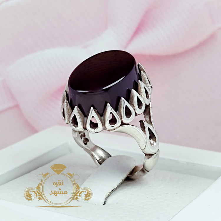 انگشتر نقره مردانه عقیق سیاه اصلی