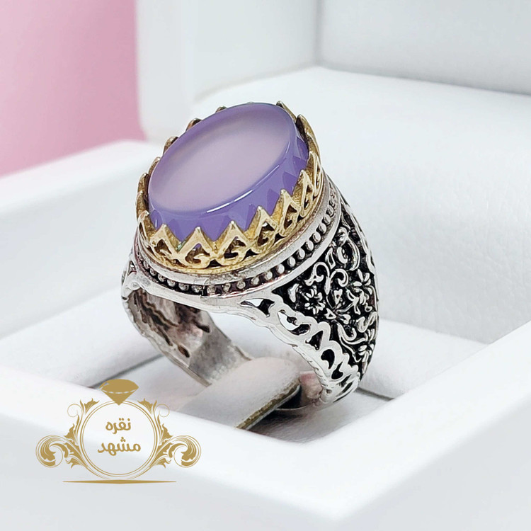 انگشتر مردانه عقیق سوسنی رکاب نقره