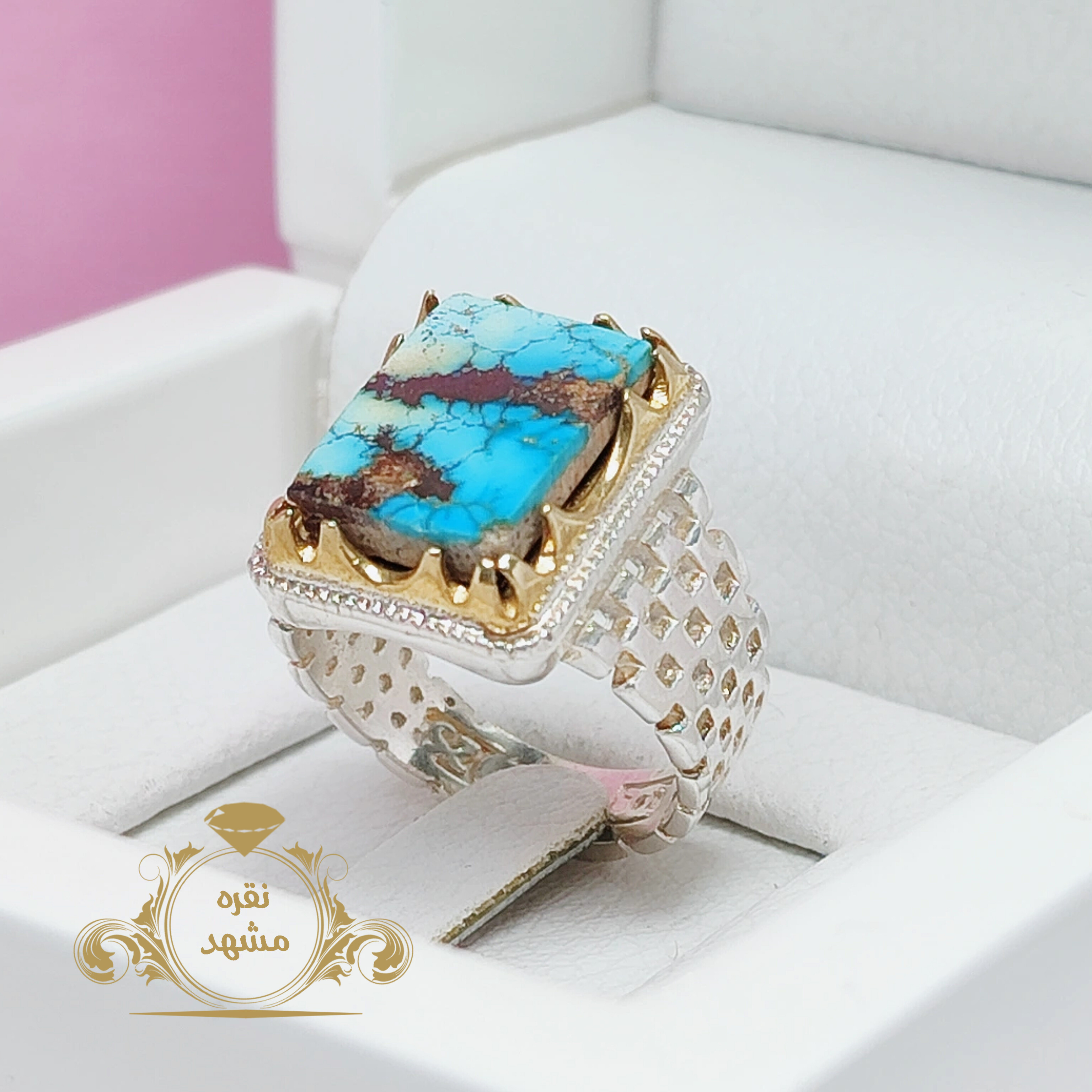 انگشتر اصلی مردانه نقره فیروزه نیشابوری اصلی