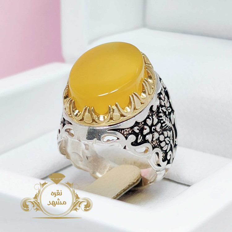 عقیق زرد اصلی انگشتر مردانه