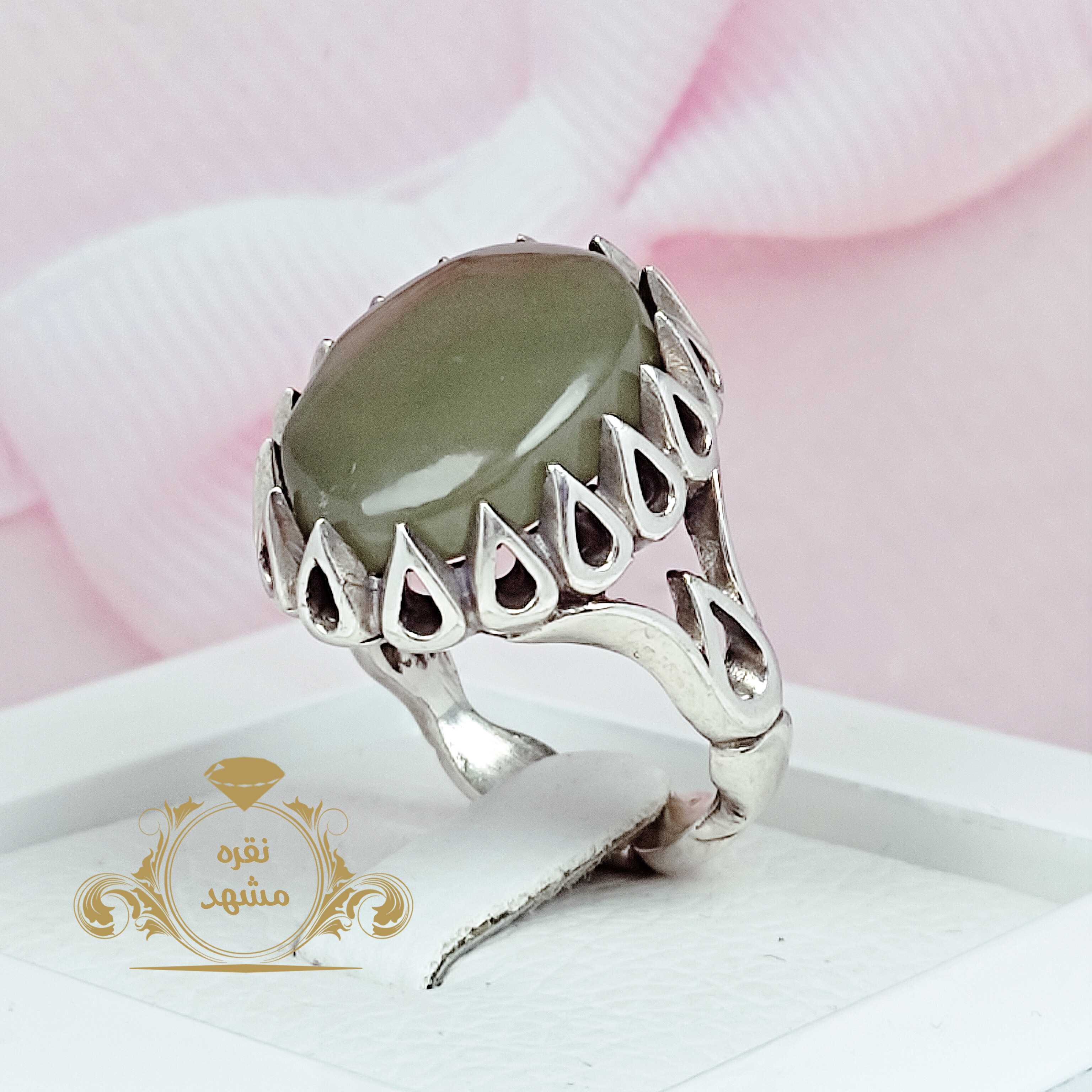 انگشتر نقره مردانه یشم یمن طبیعی اصلی