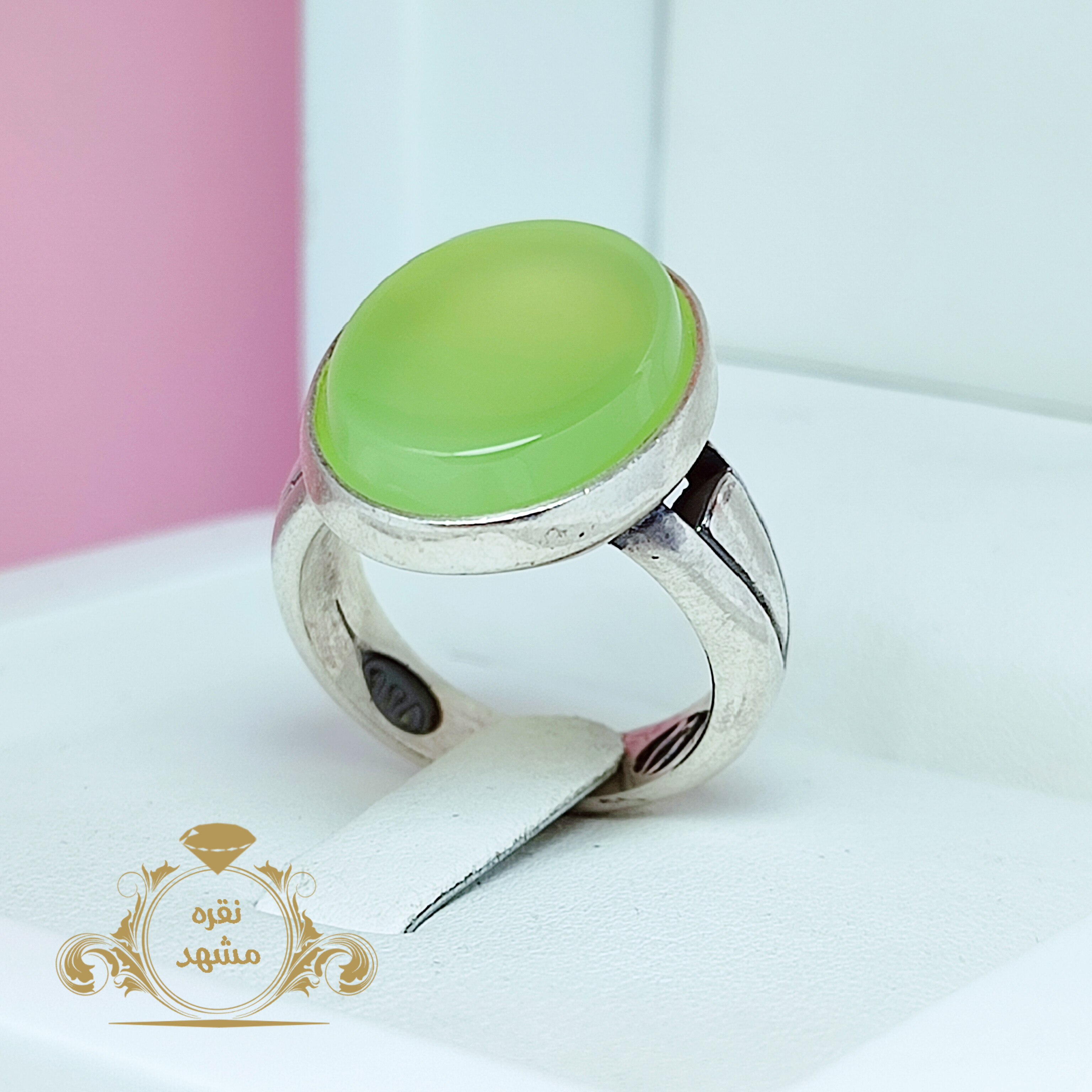 انگشتر اصلی عقیق سبز کاهویی مردانه نقره اصلی