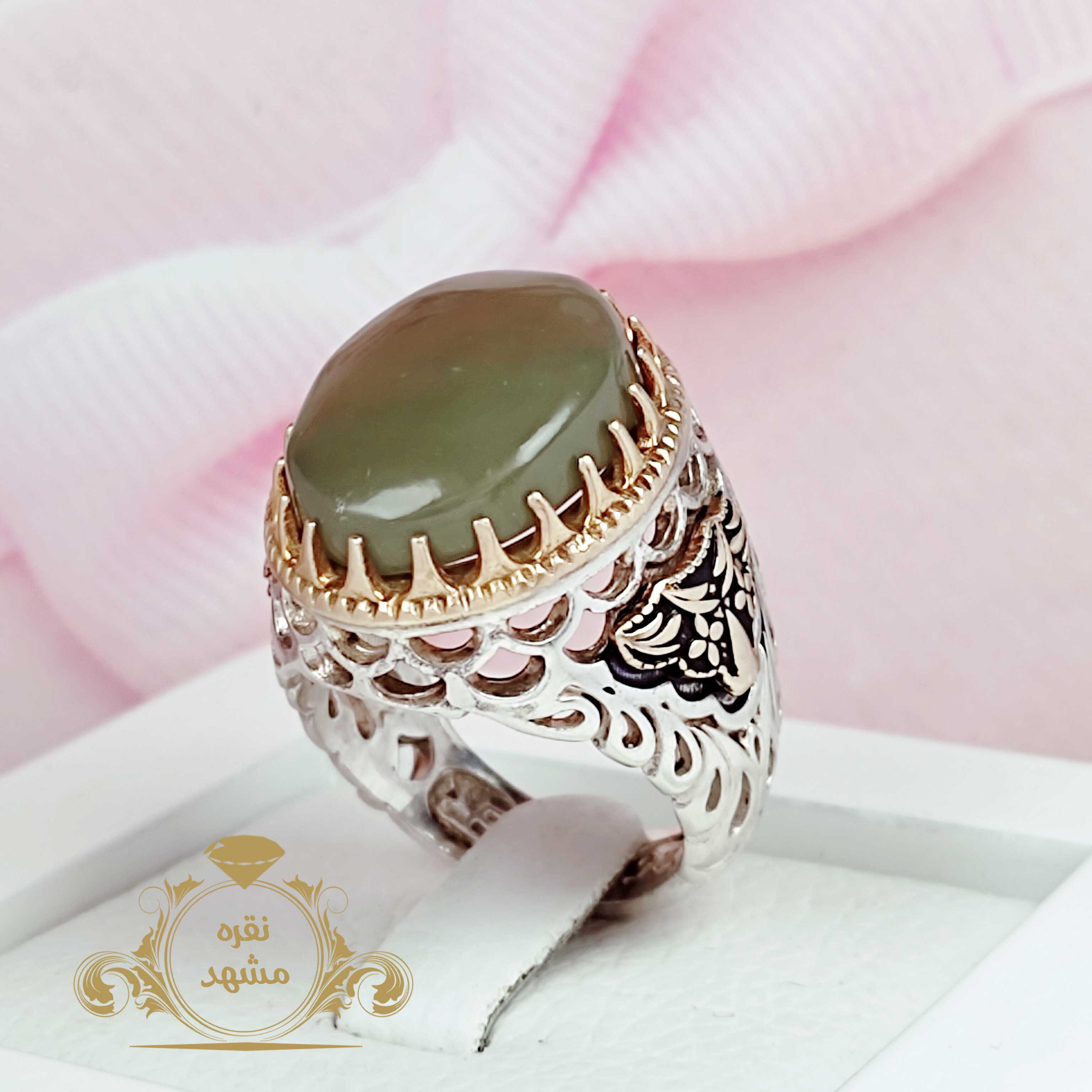 انگشتر خاص نقره مردانه یشم یمن طبیعی